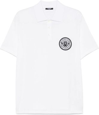 Balmain White Cotton Polo Shirt