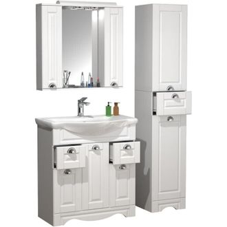 ebuy24 Ebuy24 - Vcm 4 Unids Lavabo Ancho 75 Cm Muebles De Ba&ntilde;o Conjunto Lavabo Espejo Gabinete Alto Caj&oacute;n Landhaus Casalo Xl (blanco)