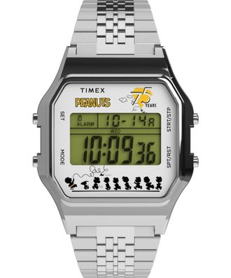 Timex Peanuts Timex 80 Heren Zilveren Horloge TW2Y20000
