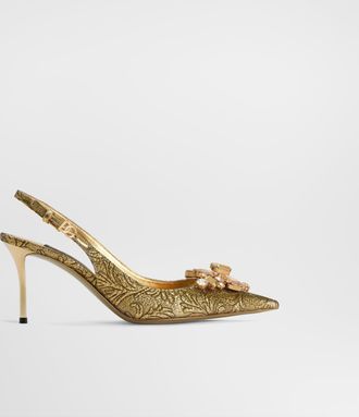 Dolce & Gabbana Slingback In Ramage Brocade - Woman Gold 37.5