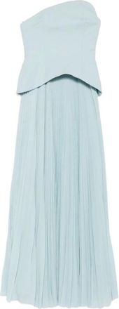 Solace London Party Dresses, female, Blue, S, Clear Blue Pleated Strapless Dress