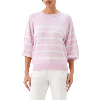 Karen Kane Placed Stripe Sweater in Rose/Off White at Nordstrom, Size X-Large