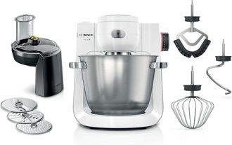 Bosch Serie 6 Mums6ew13d - Robot De Cocina (7 Velocidades, Cuenco De 5,5 L, Triturador, 3 Discos, Gancho Para Amasar, Escoba De Silicona, Apto Para Lavavaji