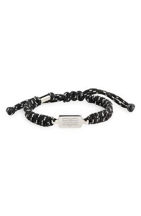 Balenciaga Saint Germain Braided Bracelet in Black/White/Silver at Nordstrom