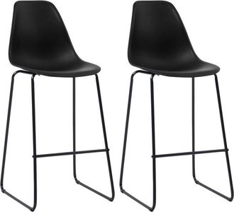 vidaXL Bar Chairs 2 pcs Black Plastic Vidaxl