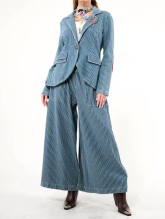 Aratta Alaia Blazer And Pants Set In Denim Stripe