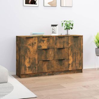 Berkfield Home Sideboards 2 pcs Smoked Oak 60x30x70 cm Engineered Wood in Brown | Size: 60 x 30 x 70 cm