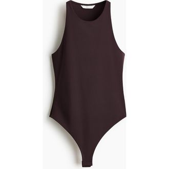 H&M Sleeveless Thong Body in Dark Brown at Nordstrom, Size X-Large
