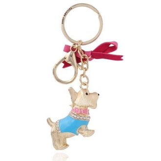 Juicy Couture Crystal Scottie Dog Keychain with Satin Bow, Gold-Tone in Multicolor at Nordstrom