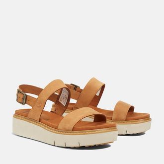 Timberland Sandale TIMBERLAND SAFARI DAWN BACKSTRAP SANDAL, Damen, Gr. 37,5, saddle, Leder, Schuhe Sandale, aus Leder