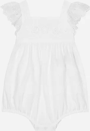 Dolce & Gabbana Playsuit In Cotton With Lace Detailing - Woman White 12/18 Months