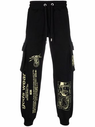 GCDS graphic-print cotton track pants - men - Cotton - M - Black
