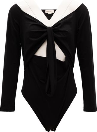 Alexander McQueen Black and White Cotton Womens Top
