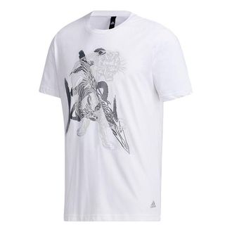 adidas Wj Gfx Tee Series Printing Pattern Round Neck Sports Short Sleeve White GF4056