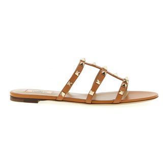 Valentino Garavani Sliders, female, Beige, 6 UK, Rockstud Flat Slide Sandal
