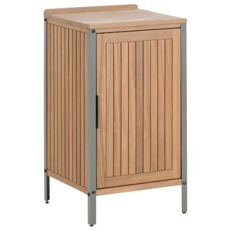 Beliani Armario De Cocina Exterior De Madera De Acacia 1 Puerta 2 Estantes 50 X 50 X 92 Cm Encimera De Madera Maciza Marr&oacute;n Ivrea