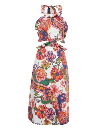 Zimmermann ruffled printed midi dress - White