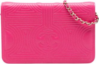 Chanel 2016-2017 Korean Garden Wallet on Chain gewatteerde crossbodytas van lamsleer - Roze