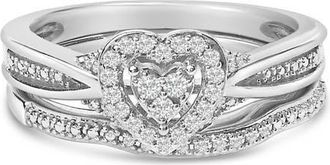 House of Brilliance Sterling Silver 1/5 Cttw Diamond Heart Motif Bridal Set at Nordstrom