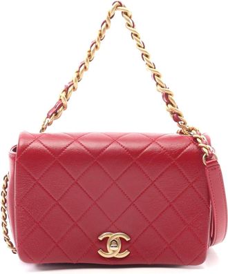 Chanel Matelasse Leather Shoulder Bag Red