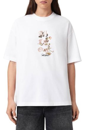 AllSaints Oneness Etta Embroidered Graphic T-Shirt in White at Nordstrom, Size X-Small