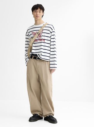 Djab Mens Pleated brushed twill chinos Malasana fit - Barrel