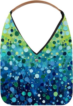 Generic Modern Abstract Raindrop Polka Dots Blue Green (1) Reusable Lightweight Grocery Bags - Foldable Into Compact Pouch, Washable & Sturdy, Multipurpose fo