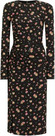 Dolce & Gabbana Kleine charmeuse jurk met bloemenprint - Dames - Casual kleedjes - Zwart - XS - Kleedjes