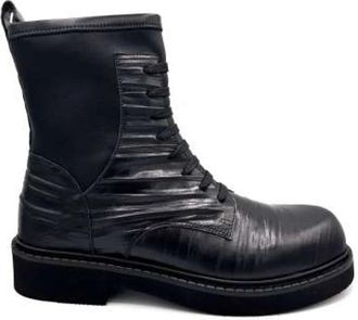 Jeannot Anfibio - Dames - Veterlaarzen - Zwart - 40 EU - Leer - Schoenen