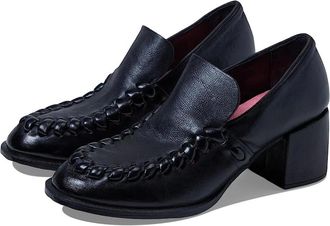 A.S.98 Womens A. S. Gaines Loafers Black Leather Slip On Block Heel ZOGG1114