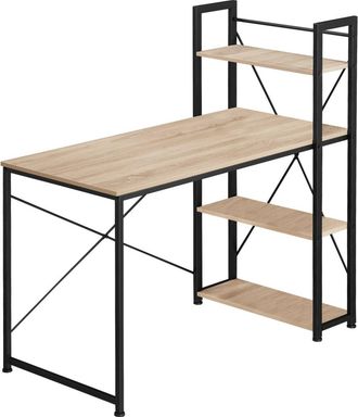 TecTake Escritorio estilo industrial 3 estantes 122x61x120 cm madera clara