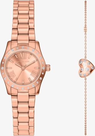 Michael Kors Petite Lexington Pav&eacute; Rose Gold-Tone Watch and Heart Bracelet Gift Set