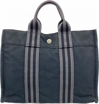 Herm&egrave;s Black Canvas Tote Bag (Pre-Owned)