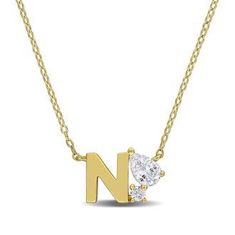 Mimi & Max 3/4ct TGW Created White Sapphire Q Initial Necklace Yellow Plated Sterling Silver