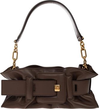 Balmain Anthem Mini Leren Tas - Dames - Schoudertassen - Bruin - ONE Size - Leer - Tassen