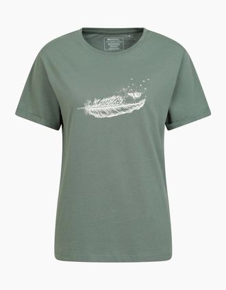 Mountain Warehouse Womens Mountain Warehouse Womens/Ladies Wave Feather Organic Loose T-Shirt - Green - Size: 12