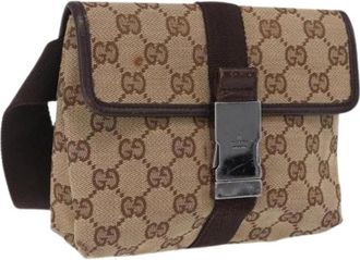 Gucci Pre-owned Vintage GG Canvas Waist Bag - Dames - Vintage Heuptassen - Beige - ONE Size - Vintage