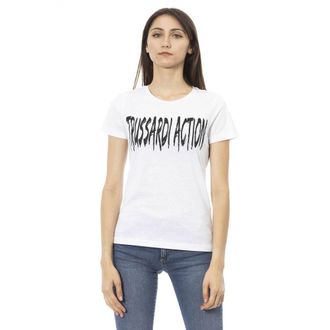 Trussardi Womens Short Sleeve Tee - White Cotton - Size X-Small
