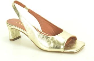 Catwalk Platin Fijn O. 5cm - Dames - Sandalen met hakken - Geel - 37 EU - Leer - Schoenen