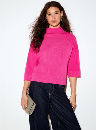 Icone Womens 3/4-sleeve mock-neck sweater