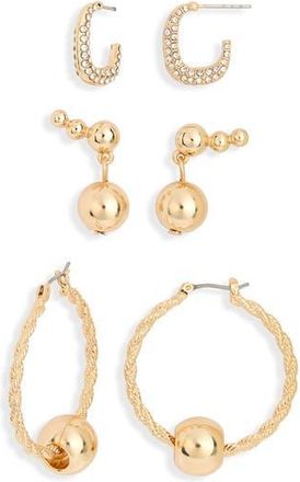 Nordstrom Rack 3-Pack Rope Hoop Earrings in Clear- Gold at Nordstrom Rack