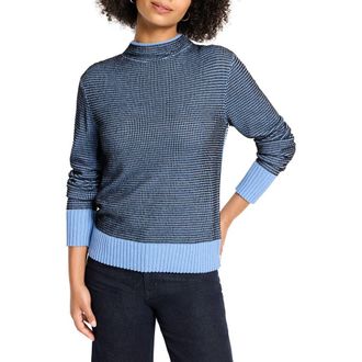 Nic+Zoe Mock Neck Pixel Knit Sweater in Blue Multi at Nordstrom Rack, Size X-Large