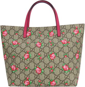 Gucci Beige Rose Pink Gg Supreme Leather Tote Bag (Pre-Owned)