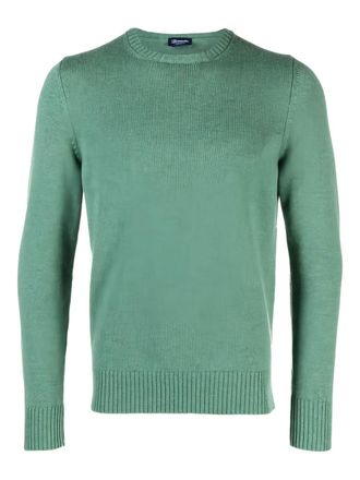 Drumohr Sage Green Ribbed Cashmere Crewneck Sweater