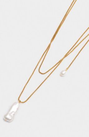 Katie Loxton Pearl Lustre Lariat Necklace in Pearl And Gold Coated at Nordstrom, Size 32