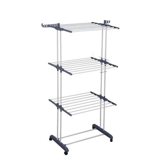 OEM Tendedero Plegable De Doble Barra, Color Gris