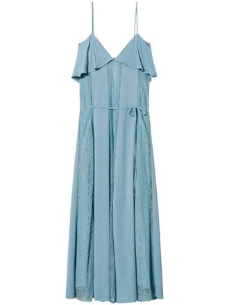 Twin-Set ruffled lace dress - women - Viscose - 44 - Blue