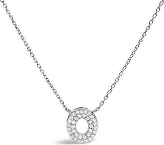 House of Brilliance 10K Gold Diamond Accent A-Z Initial Bubble Pendant Necklace in White | O at Nordstrom