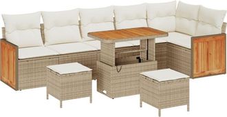 vidaXL Garden Sofa Set 9 pcs Beige, Cream 90 x 55 x 71 cm Poly Rattan Vidaxl