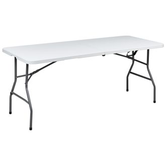 Beliani Beliani - Mesa De Comedor Exterior 6 Plazas Rectangular Plegable Con Patas De Metal 180 X 74 Cm Blanco Cugnoli